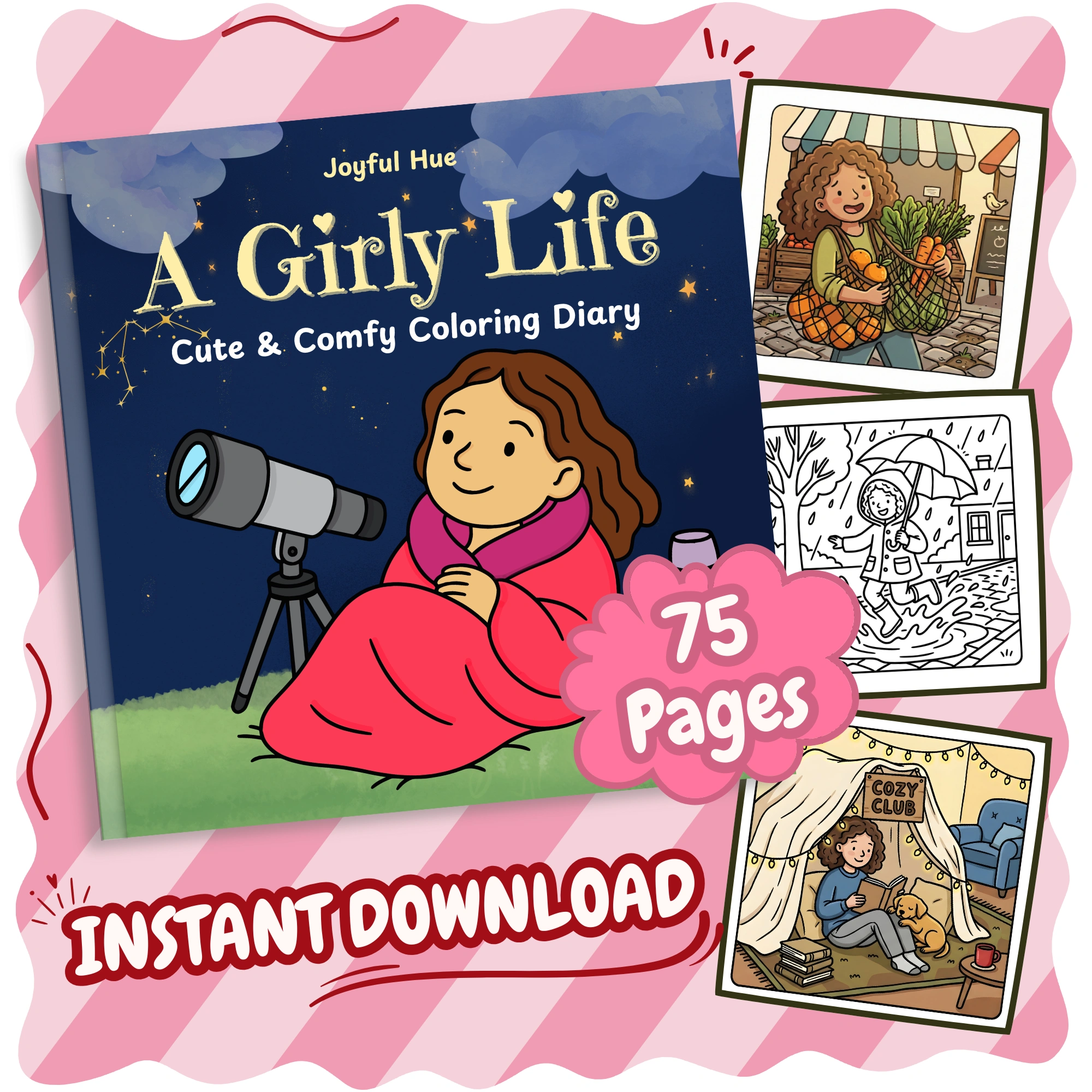 A Girly Life : Cute Cats Coloring Pages Printable Instant Digital Download PDF for Teens and Adults