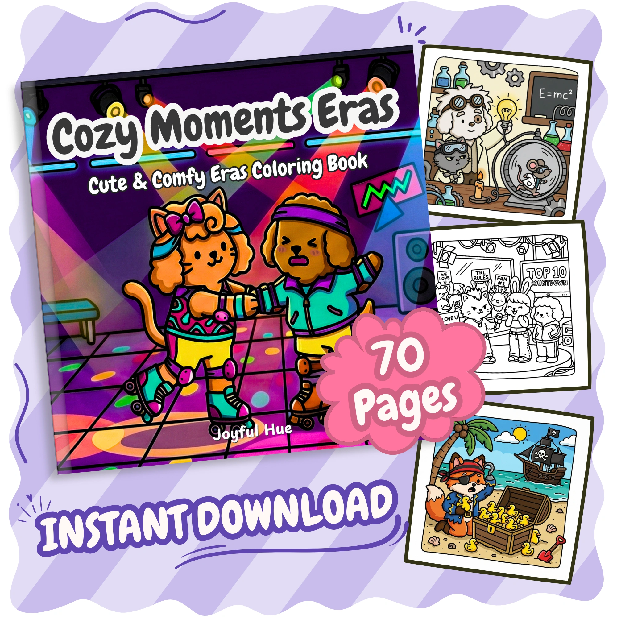 Cozy Moments Eras, 70 Cute Coloring Pages for Teens and Adults (Printable Instant Digital Download PDF)