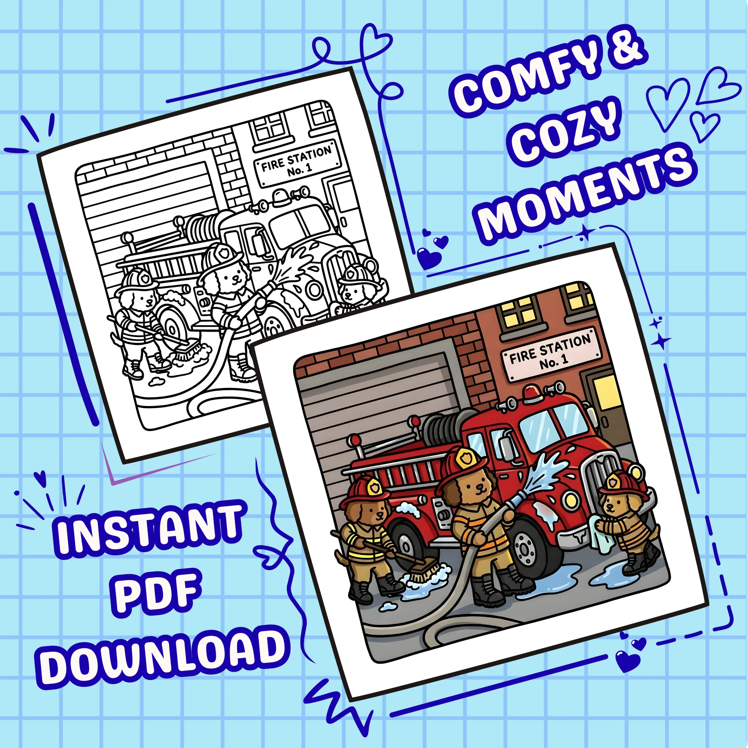 Cozy Careers : 50 Cute Coloring Pages Printable Instant Digital Download PDF for Teens and Adults - Image 2