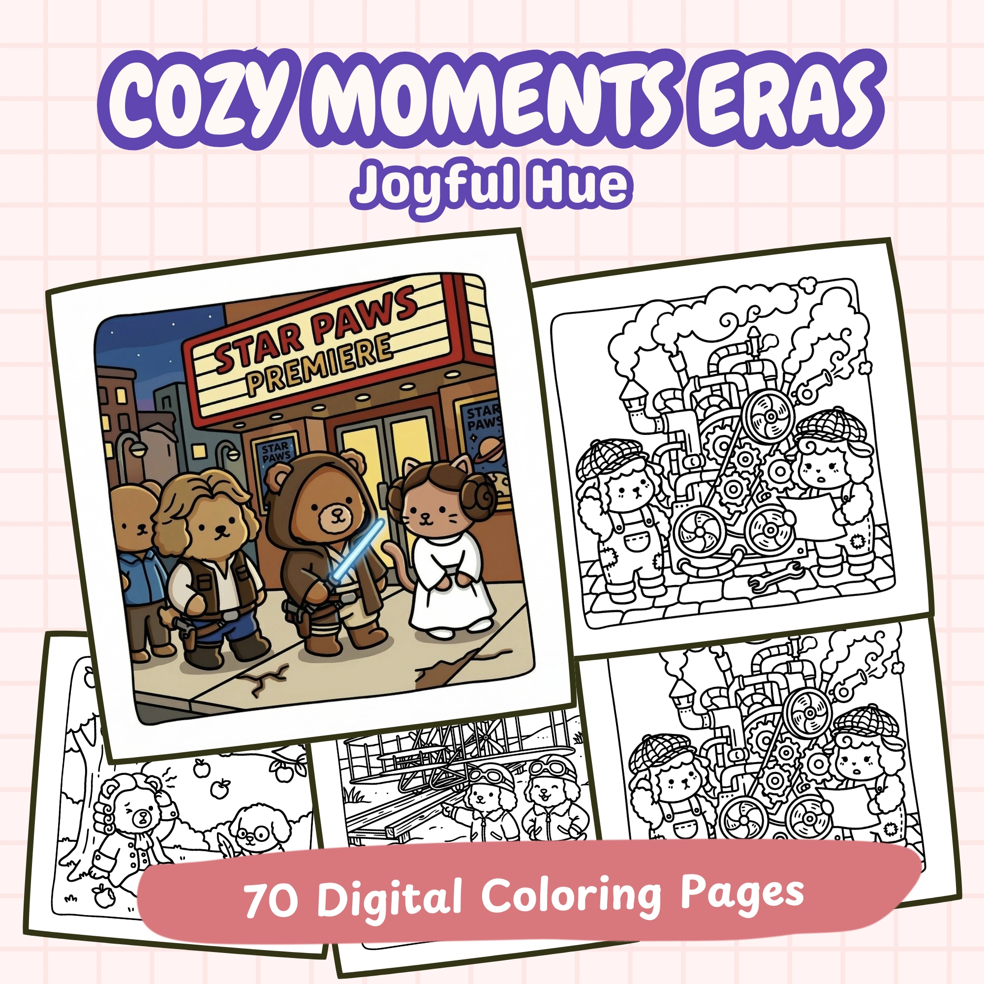 Cozy Moments Eras, 70 Cute Coloring Pages for Teens and Adults (Printable Instant Digital Download PDF) - Image 2
