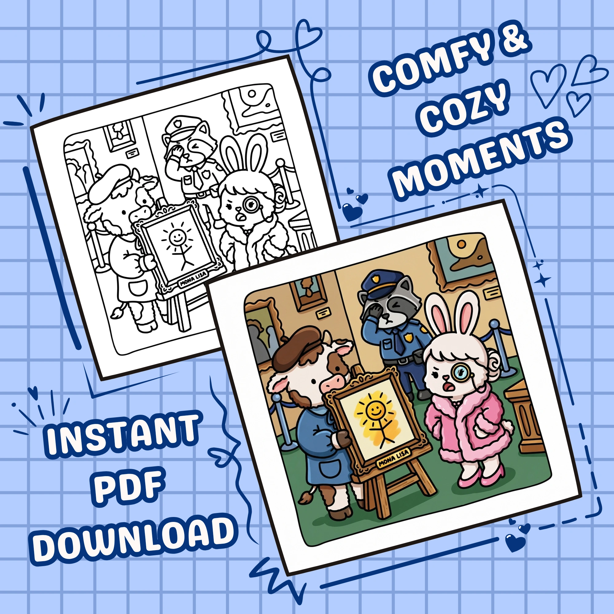 Cozy Most Wanted, 50 Cute Coloring Pages for Teens and Adults (Printable Instant Digital Download PDF) - Image 3
