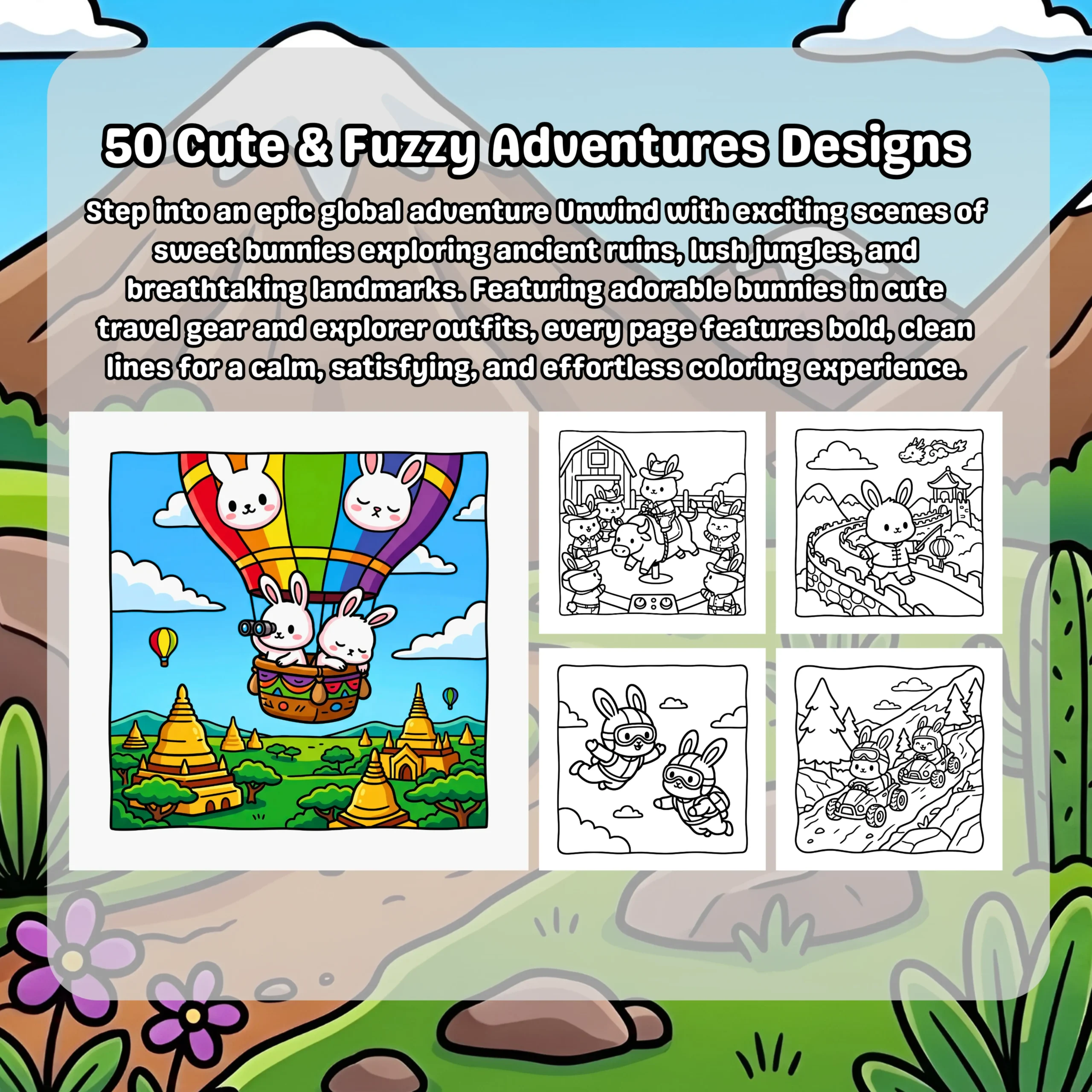 Bunny Fuzzy Adventures: Cute & Cozy Coloring Book - Image 2