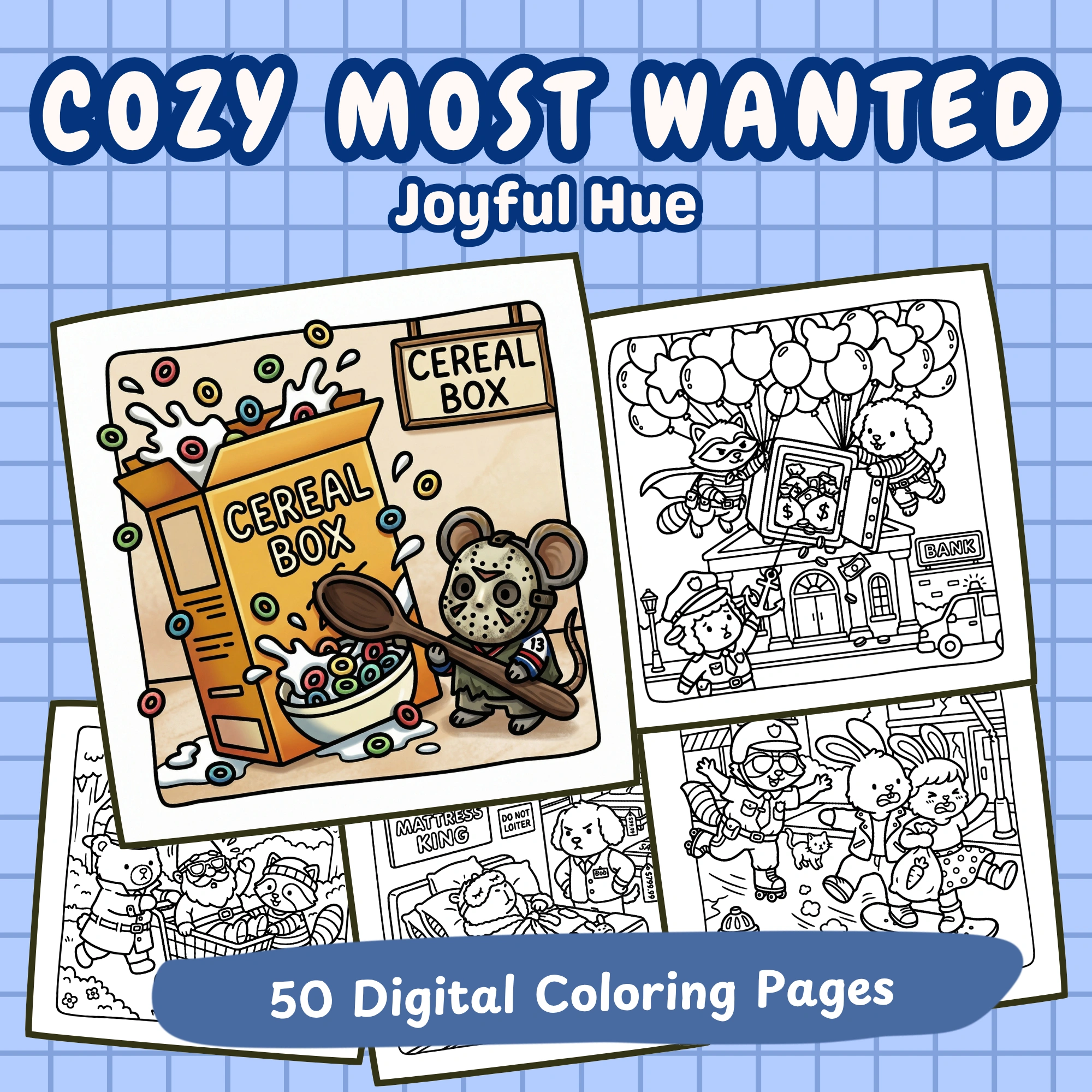 Cozy Most Wanted, 50 Cute Coloring Pages for Teens and Adults (Printable Instant Digital Download PDF) - Image 4